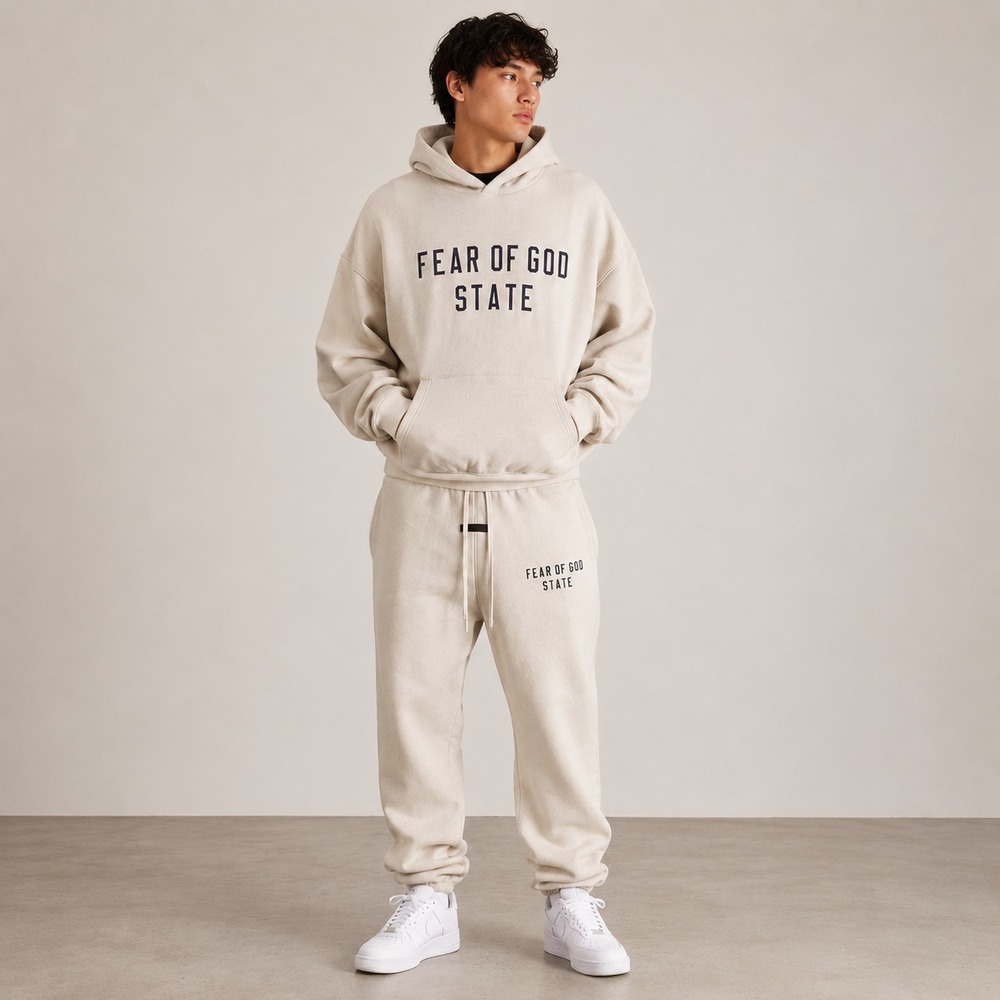 Fear of God Men's Cream Hoodie - FEAR OF GOD STATE